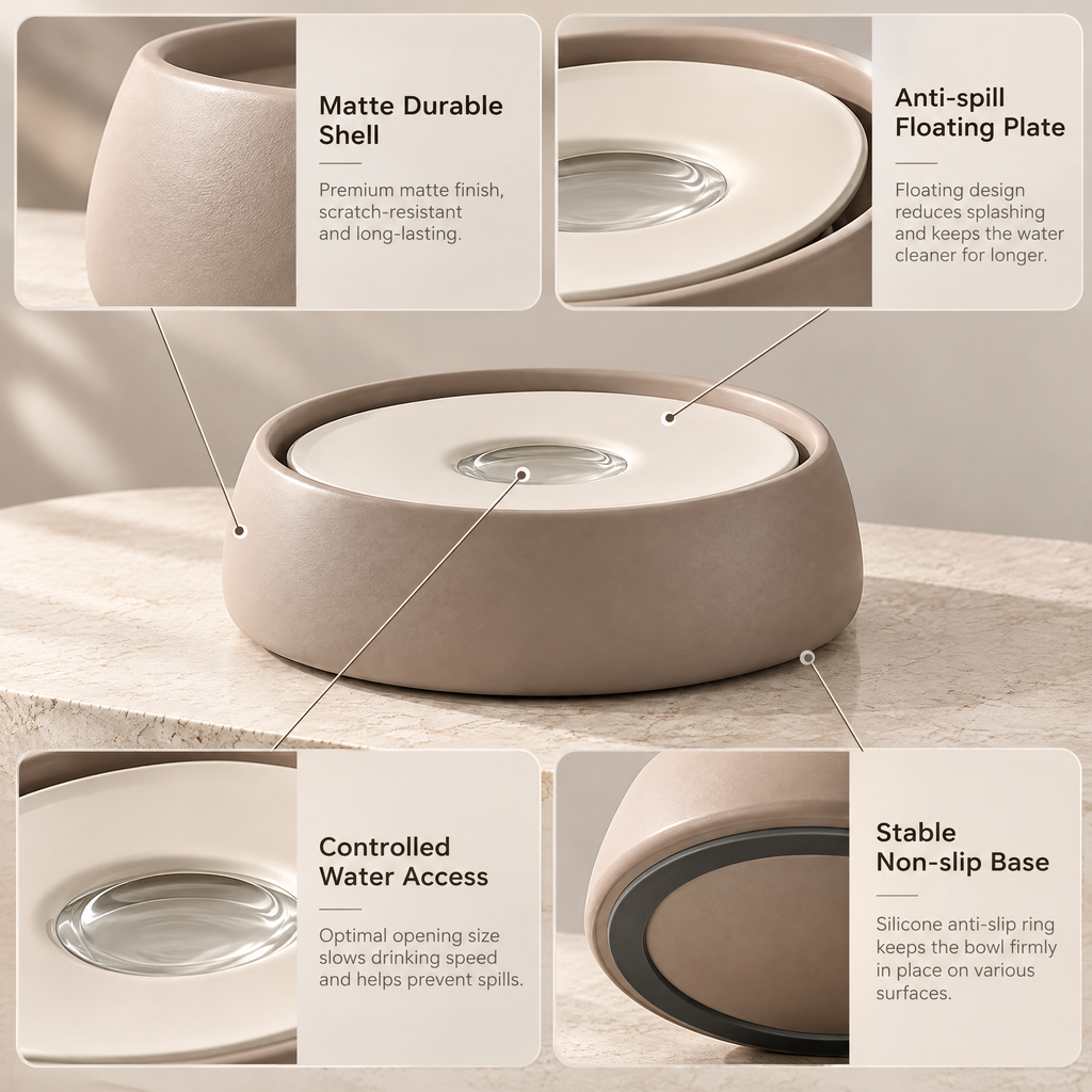 Arvelnore™ Floating-Plate Pet Water Bowl